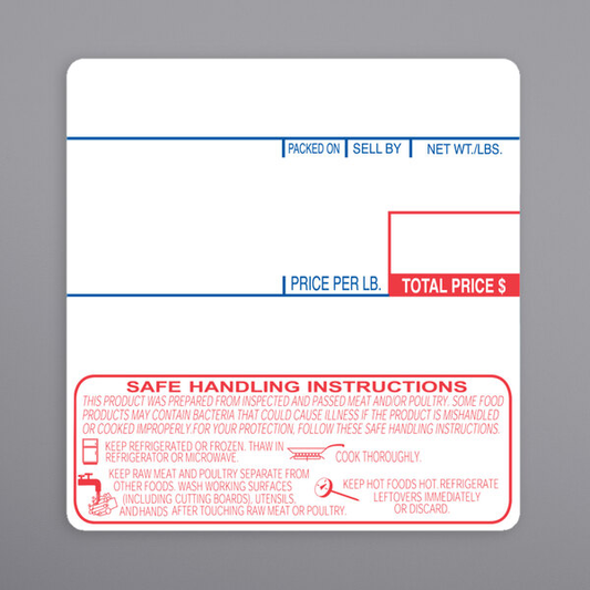 CAS 1478-S/H 58 mm x 60 mm White Safe Handling Pre-Printed Equivalent Scale Label Roll - 12/Case